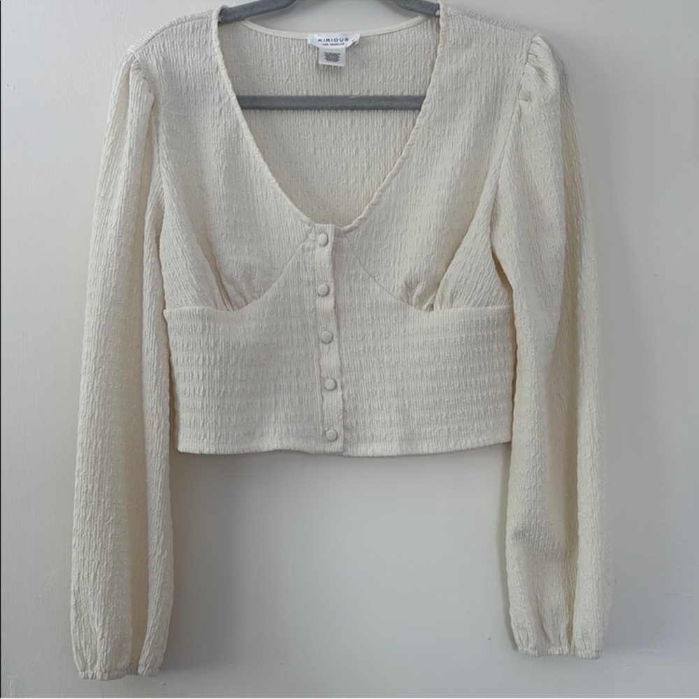 Cream Button-Up Women's Top